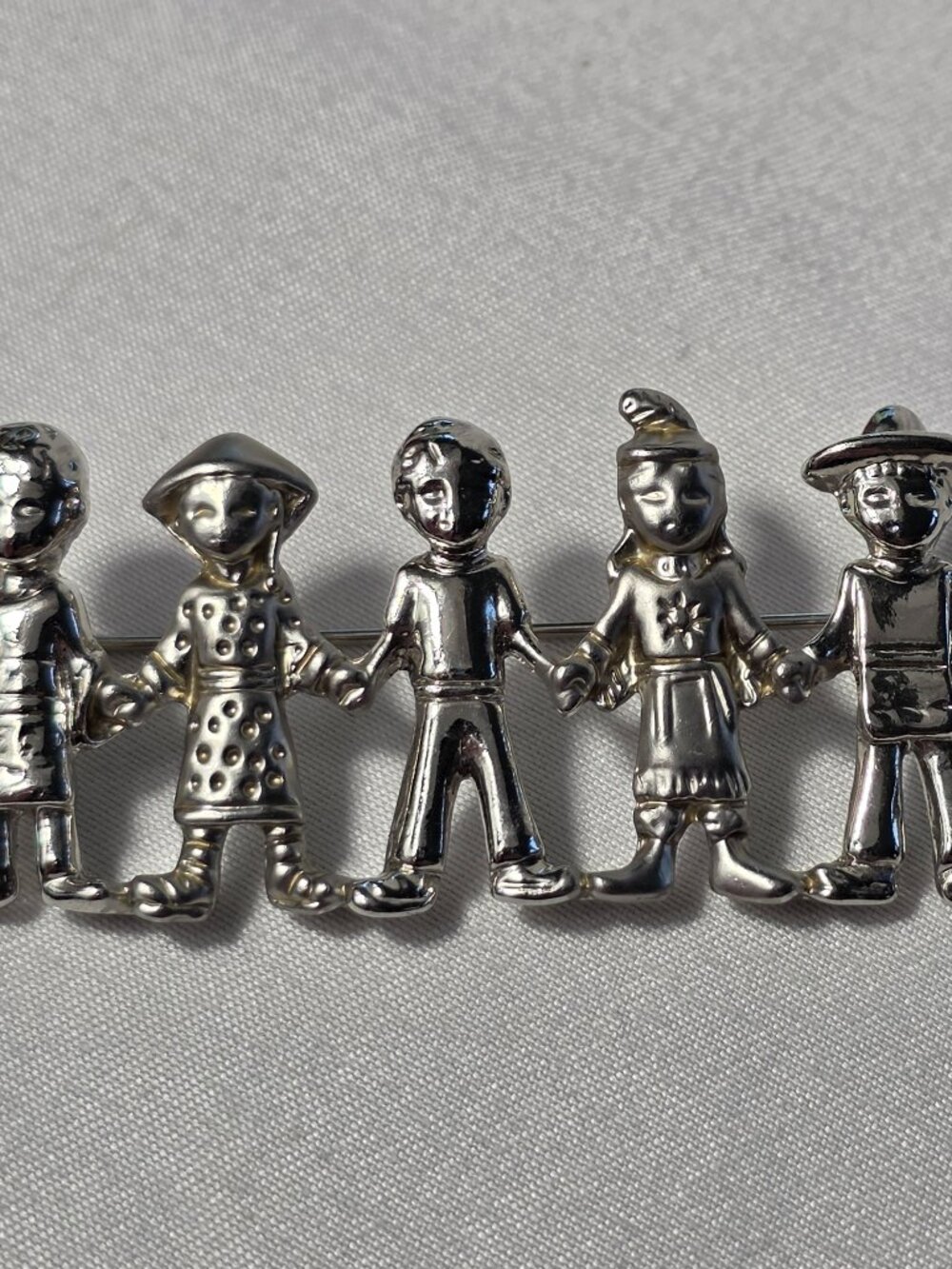 Vintage Premier Designs "Children of the World" Silver-Tone Brooch